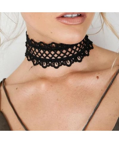 Boho Punk Vintage Black Lace Shiny Alloy Sexy Choker Necklace for Women Chunky Short Necklace Black Chain Necklace Jewelry fo...