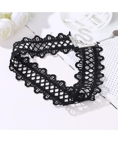 Boho Punk Vintage Black Lace Shiny Alloy Sexy Choker Necklace for Women Chunky Short Necklace Black Chain Necklace Jewelry fo...