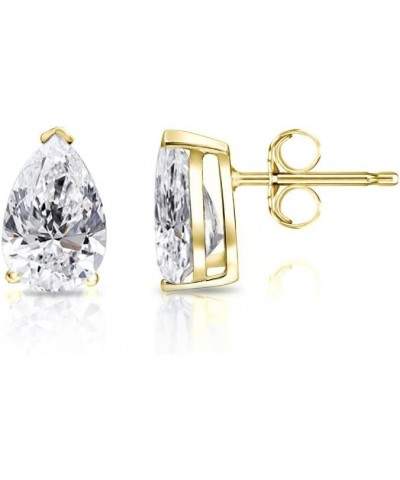 1/4 to 1 4/5 Carat Lab Grown Diamond Pear Shape Stud Earrings for Women in 14k White or Yellow Gold (E-F, VS-SI, cttw) V-End ...