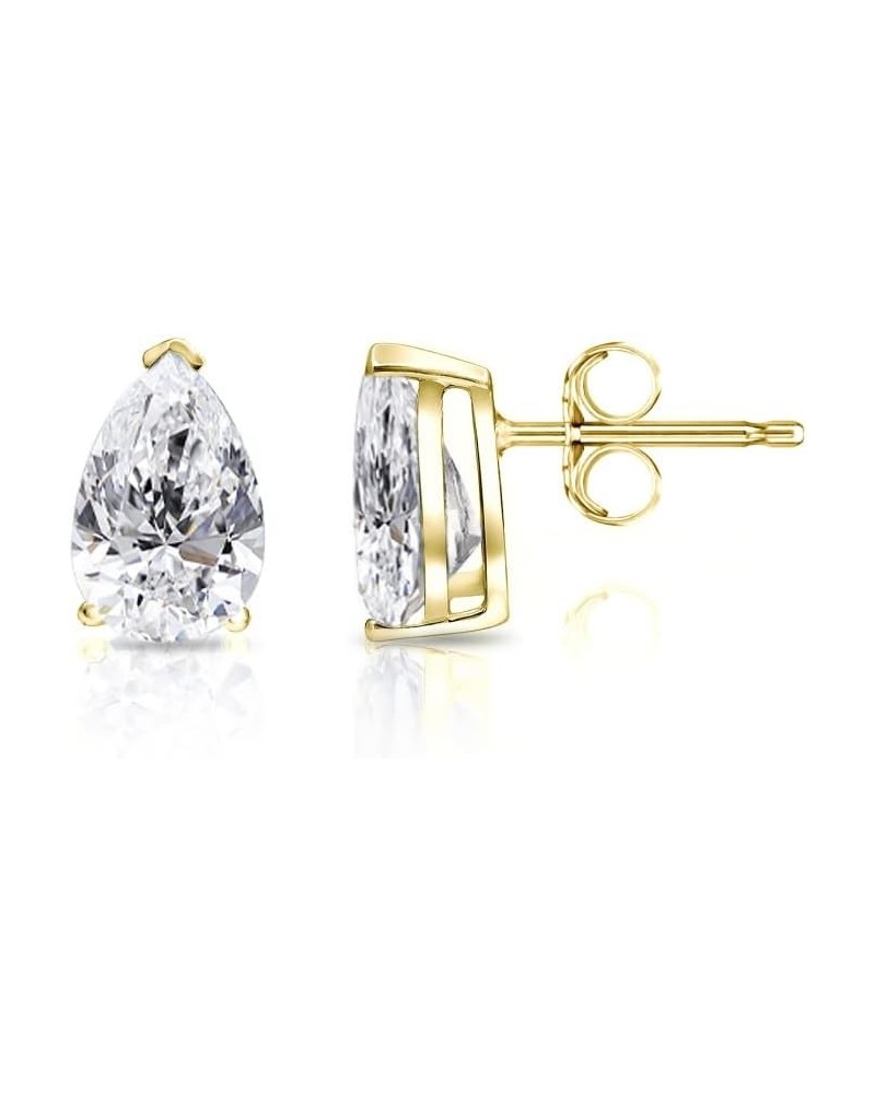 1/4 to 1 4/5 Carat Lab Grown Diamond Pear Shape Stud Earrings for Women in 14k White or Yellow Gold (E-F, VS-SI, cttw) V-End ...