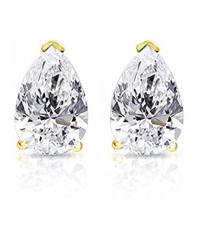 1/4 to 1 4/5 Carat Lab Grown Diamond Pear Shape Stud Earrings for Women in 14k White or Yellow Gold (E-F, VS-SI, cttw) V-End ...