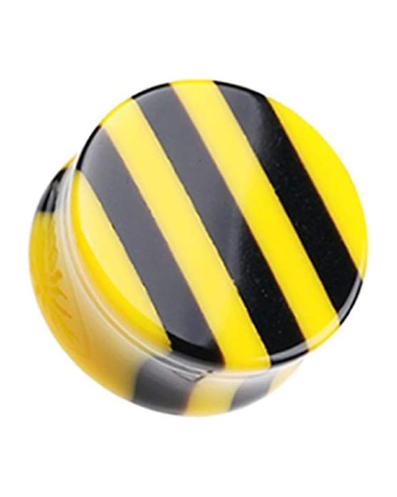 Brilliant Stripes Double Flared Ear Gauge Plug 9/16" (14mm), Yellow $10.44 Body Jewelry