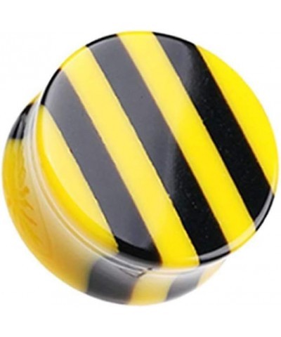 Brilliant Stripes Double Flared Ear Gauge Plug 9/16" (14mm), Yellow $10.44 Body Jewelry