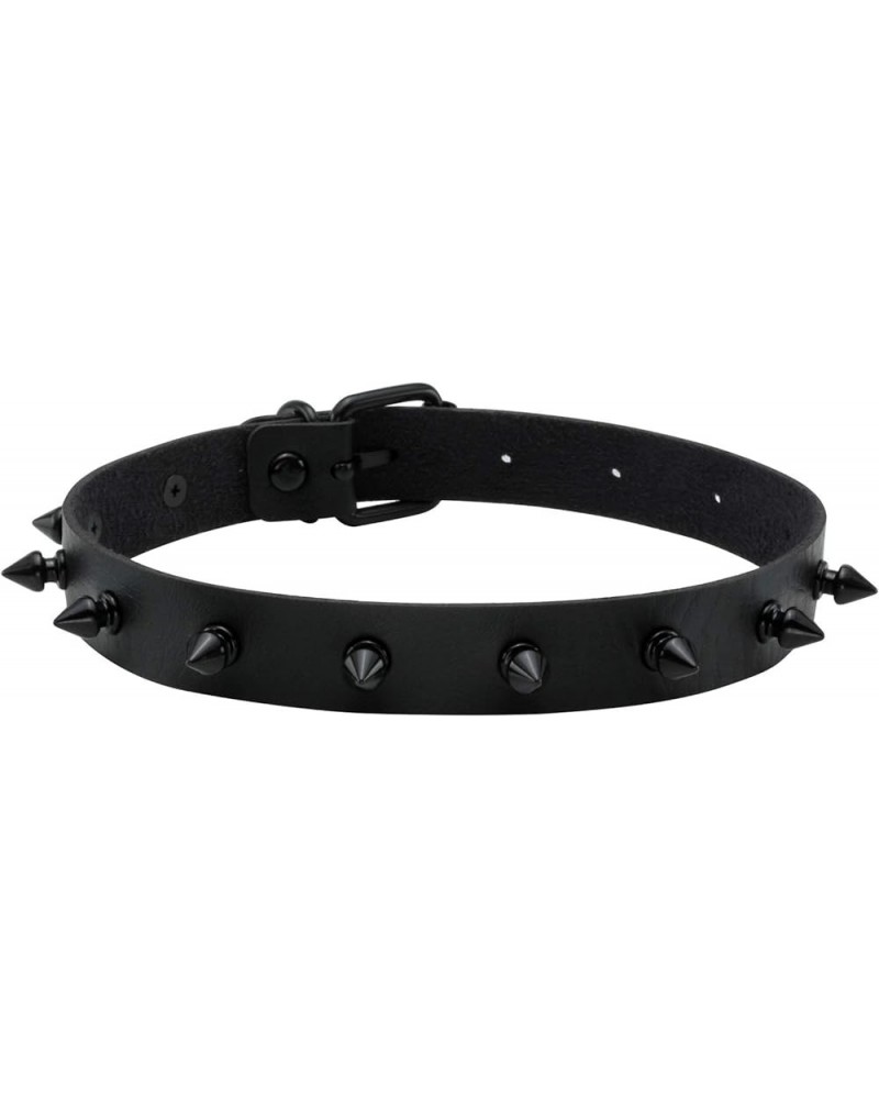 Women Men Cool Punk Goth Metal Spike Studded PU Leather Necklace 2-Black $9.34 Necklaces