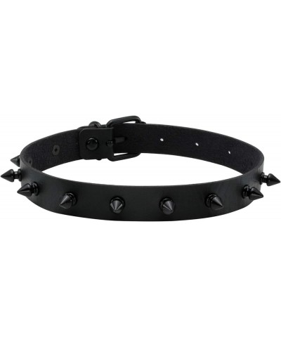 Women Men Cool Punk Goth Metal Spike Studded PU Leather Necklace 2-Black $9.34 Necklaces