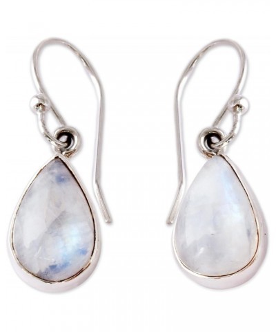 Rainbow Moonstone and .925 Sterling Silver Dangle Teardrop Earrings, Luminous Light' $20.70 Earrings