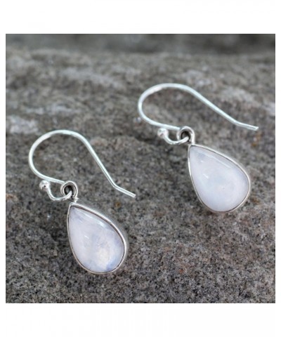 Rainbow Moonstone and .925 Sterling Silver Dangle Teardrop Earrings, Luminous Light' $20.70 Earrings