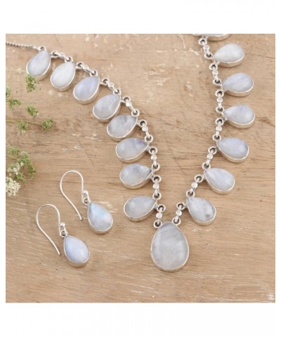 Rainbow Moonstone and .925 Sterling Silver Dangle Teardrop Earrings, Luminous Light' $20.70 Earrings