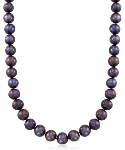 10-11mm Cultured Pearl Necklace with 14kt Yellow Gold Black Pearl 18.0 Inches $102.96 Necklaces