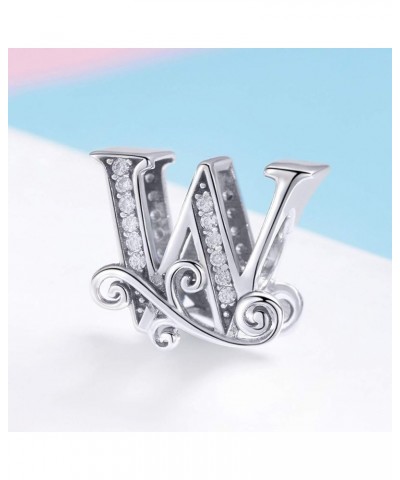 Solid 925 Sterling Silver with Cubic Stones, Complete A~Z Gift Options Alphabet Charm Letter Beads fit Pandora European Brace...