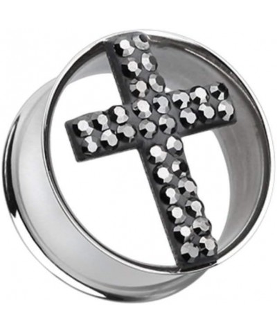 Glistening Cross Multi-Sprinkle Dot Tunnel Ear Gauge Plug 0 GA (8mm) $13.20 Body Jewelry