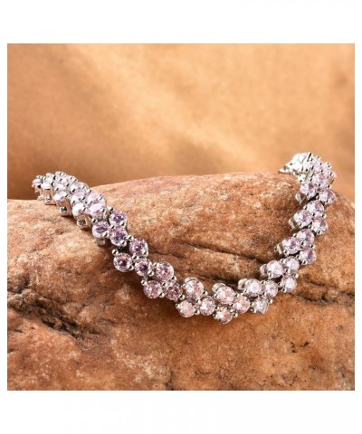 Shop LC Pink Cubic Zirconia Simulated Diamond Tennis Bracelets for Women Jewelry Wedding Gifts for Women Ct 9.6 Stone 7.25" B...