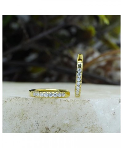 1/8 Carat Round Cut Lab Created Moissanite Diamond Half Eternity Huggie Hoop Earring In 14k Gold Over 925 Sterling Silver Jew...