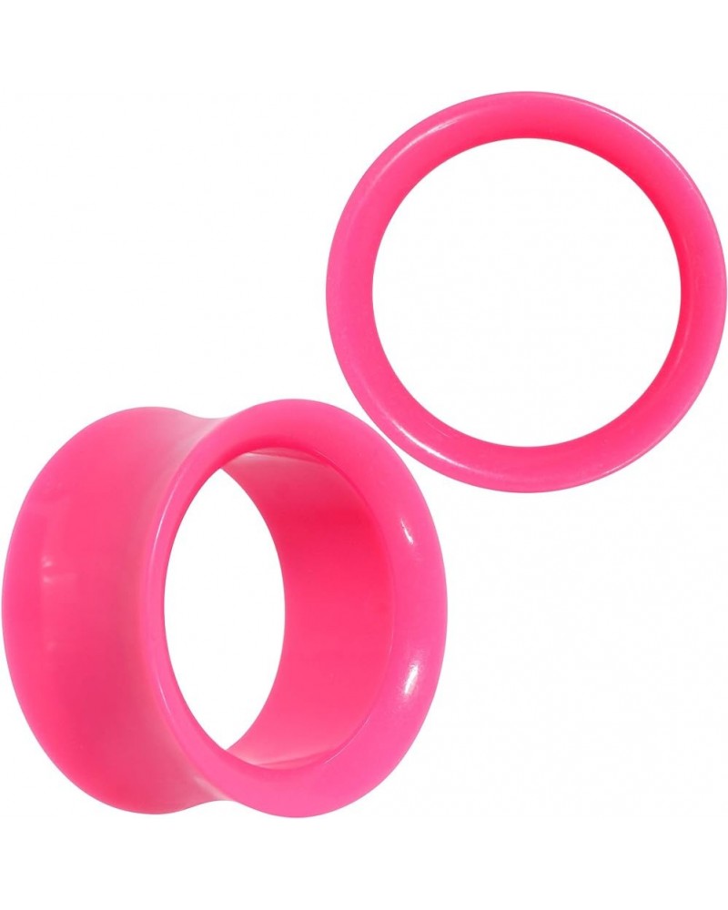 Womens 2Pc Pink UV Acrylic Saddle Plugs Double Flare Plug Tunnel Ear Plug Gauges 22mm (7/8") $10.99 Body Jewelry