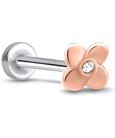 316L Surgical Steel Labret Monroe Nose Stud Flower Design Choose Your Size 18G 16G Rose-Tone-18G-5/16" Post $13.49 Body Jewelry