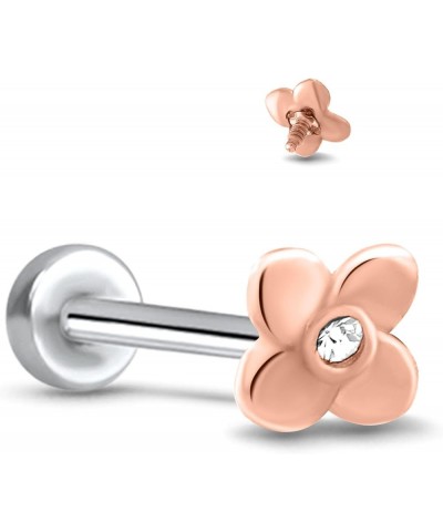 316L Surgical Steel Labret Monroe Nose Stud Flower Design Choose Your Size 18G 16G Rose-Tone-18G-5/16" Post $13.49 Body Jewelry