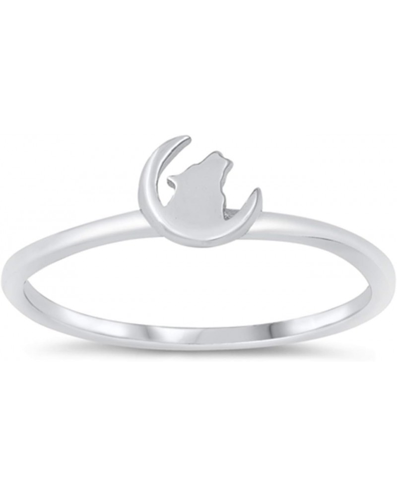 Wolf Moon Ring 925 Sterling Silver 3.5mm Casual Band Size 4-10 $8.84 Rings