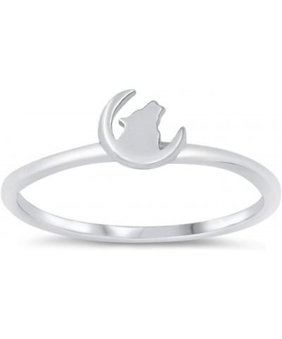 Wolf Moon Ring 925 Sterling Silver 3.5mm Casual Band Size 4-10 $8.84 Rings