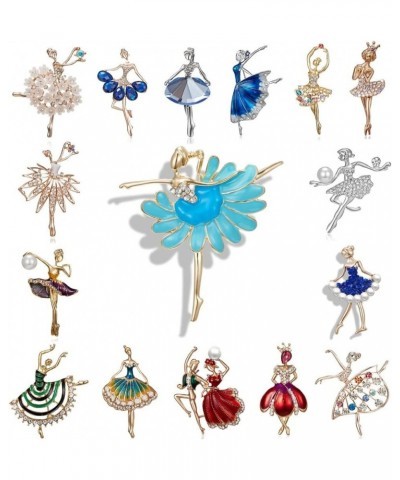 Ballet Dancer Brooches, Rhinestone Crystal Flowers Dancing Ballerina Brooches Lapel Pin Fairy Brooches Jewelry for Birthday P...