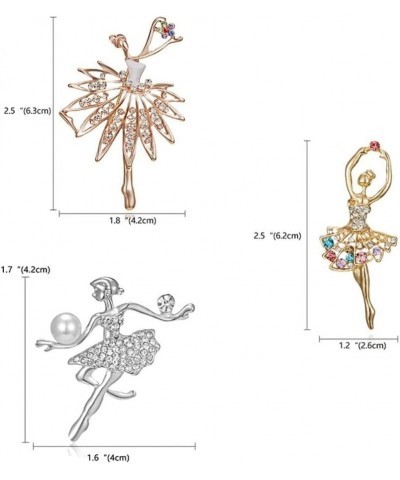 Ballet Dancer Brooches, Rhinestone Crystal Flowers Dancing Ballerina Brooches Lapel Pin Fairy Brooches Jewelry for Birthday P...