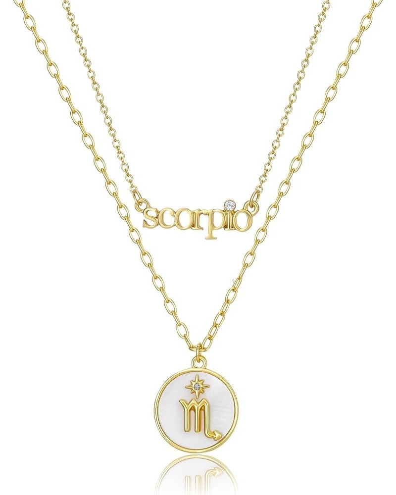 MADSION TYLER Gold Plated Sagittarius Layered Necklaces for Women | Puke Shell Star Zodiac Constellation and Gold 'Sagittariu...