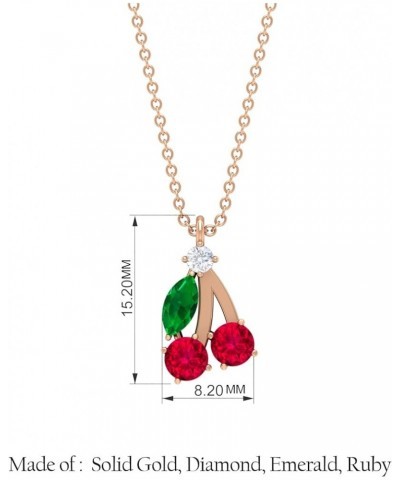 Real Ruby Fruit Pendant Necklace with Emerald and Moissanite, AAA Quality, Gemstone Jewelry for Birthday 18K White Gold $207....