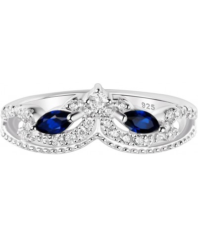 Vintage Crown Wedding Band for Women Marquise Blue Created Sapphire CZ 925 Sterling Silver $16.11 Bracelets