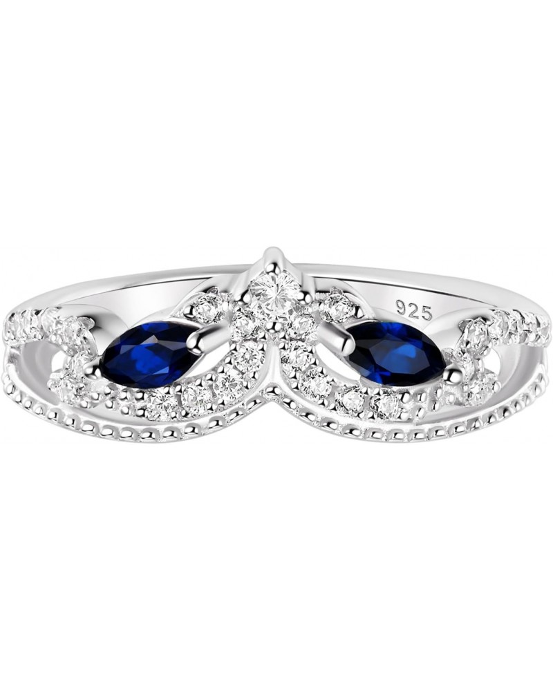 Vintage Crown Wedding Band for Women Marquise Blue Created Sapphire CZ 925 Sterling Silver $16.11 Bracelets