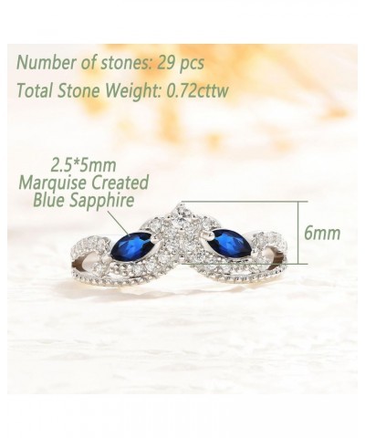 Vintage Crown Wedding Band for Women Marquise Blue Created Sapphire CZ 925 Sterling Silver $16.11 Bracelets