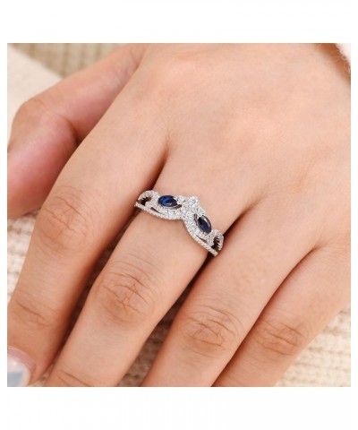 Vintage Crown Wedding Band for Women Marquise Blue Created Sapphire CZ 925 Sterling Silver $16.11 Bracelets