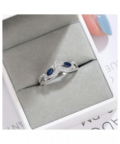 Vintage Crown Wedding Band for Women Marquise Blue Created Sapphire CZ 925 Sterling Silver $16.11 Bracelets