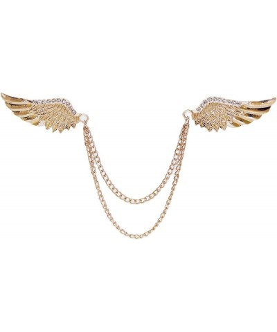 Shiny Rhinestone Metal Feather Lapel Pin Angel Wings Tassel Chain Brooch Collar Pins for Women Girls Men's Animal Eagle Pin S...