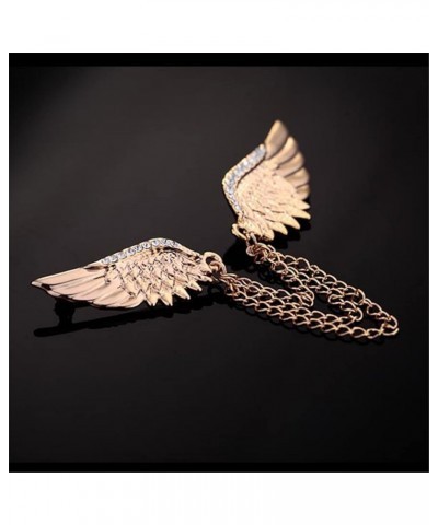 Shiny Rhinestone Metal Feather Lapel Pin Angel Wings Tassel Chain Brooch Collar Pins for Women Girls Men's Animal Eagle Pin S...