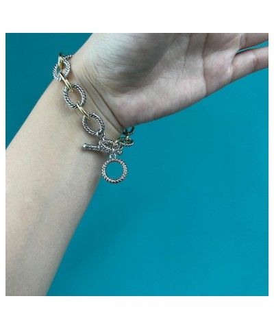 Link Bracelet for Women 2 tone Circles Chain Silver and Gold Wire Cable Bangle Designer Inspired Bracelets Style 9 $7.79 Brac...