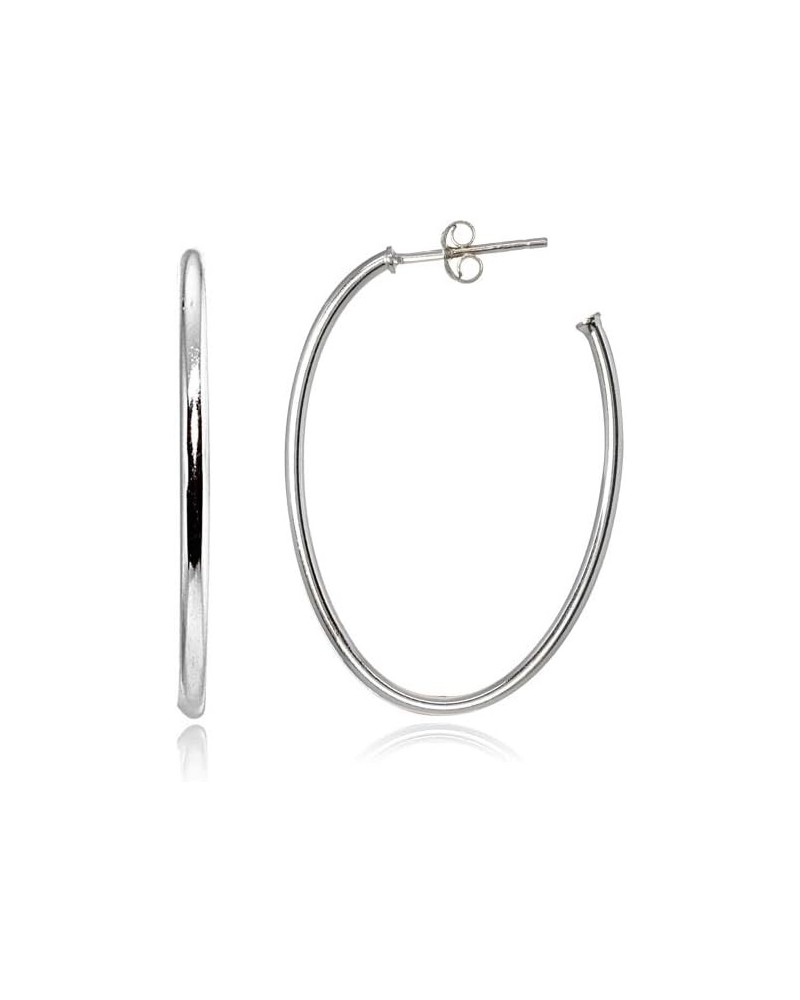 Sterling Silver Polished Open 1.5mm Thin Oval C-Hoop Earrings, 30mm-40mm 35 Millimeters Sterling Silver $15.29 Earrings