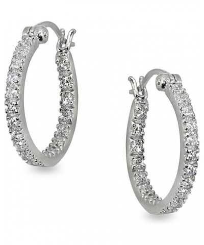 Sterling Silver 2mm Inside Out Cubic Zirconia Round Hoop Earrings, Options Available 2x17mm Silver $12.88 Earrings