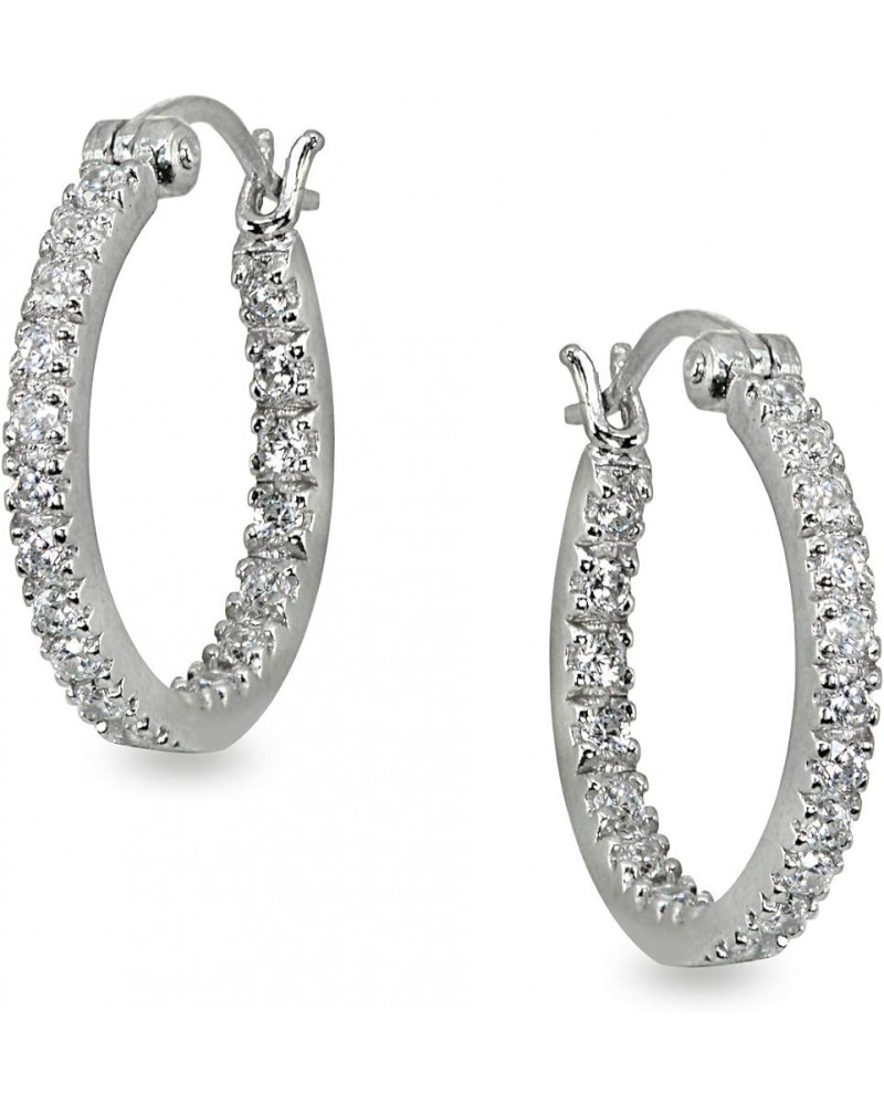 Sterling Silver 2mm Inside Out Cubic Zirconia Round Hoop Earrings, Options Available 2x17mm Silver $12.88 Earrings