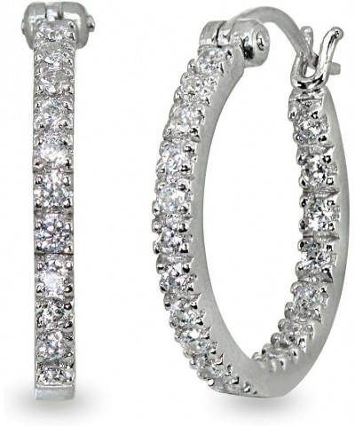 Sterling Silver 2mm Inside Out Cubic Zirconia Round Hoop Earrings, Options Available 2x17mm Silver $12.88 Earrings