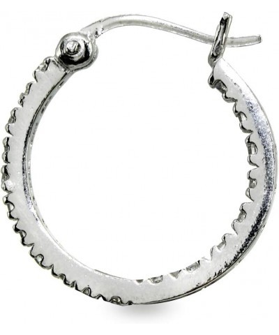 Sterling Silver 2mm Inside Out Cubic Zirconia Round Hoop Earrings, Options Available 2x17mm Silver $12.88 Earrings