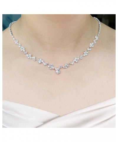 Bridal Wedding Necklace Earrings Set Silver Crystal Rhinestones Bridal Jewelry Accessories for Women and Girls Silver B $6.59...