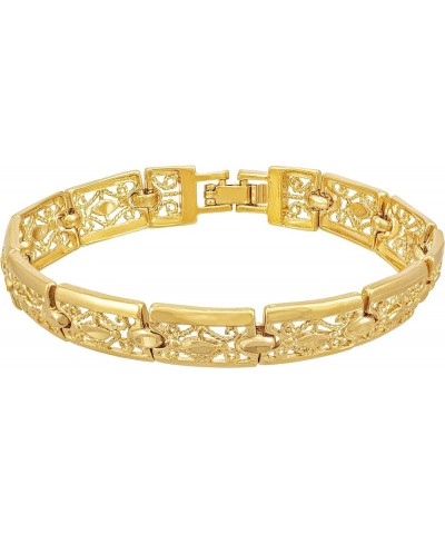 Filigree Bracelet for Women and Men 24k Real Gold Plated Charm Gold 8.0 Inches $27.88 Bracelets