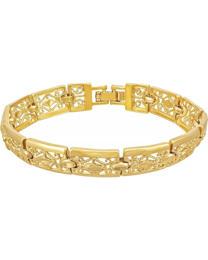 Filigree Bracelet for Women and Men 24k Real Gold Plated Charm Gold 8.0 Inches $27.88 Bracelets