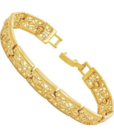 Filigree Bracelet for Women and Men 24k Real Gold Plated Charm Gold 8.0 Inches $27.88 Bracelets