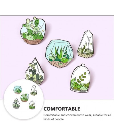 5pcs Plants Enamel Brooch Pins Sets Aloe Eucalyptus Cactus Succulent Plants Fashion Lapel Pins Decorative Clothing Badge for ...