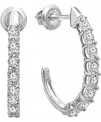 Lakshya jewel || 1.50Ct Round Diamond J Shaped Classic Hoop Earrings for Her in 925 Sterling Silver Screw Back $49.35 Earrings