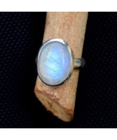 925 Sterling Silver Moonstone Ring Boho Rainbow Oval Shape Moonstone Ring Natural Moon Gemstone Solitaire Rings Jewelry Gift ...