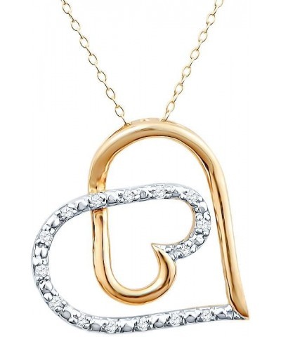 Natural Diamond Heart Pendant Necklace 14kt Yellow Gold Plated Silver 1/10 CTTW 18 Inch Cable Chain $31.86 Necklaces