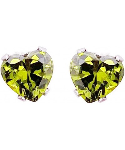 Heart Stud Earrings for Women 6mm Olive Green Color Stud Earrings Heart Green $6.23 Earrings