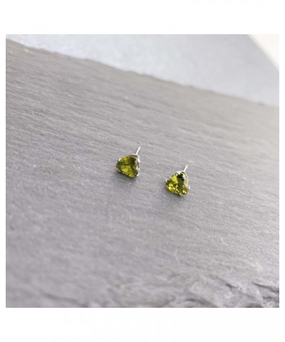 Heart Stud Earrings for Women 6mm Olive Green Color Stud Earrings Heart Green $6.23 Earrings