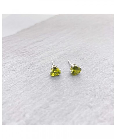 Heart Stud Earrings for Women 6mm Olive Green Color Stud Earrings Heart Green $6.23 Earrings